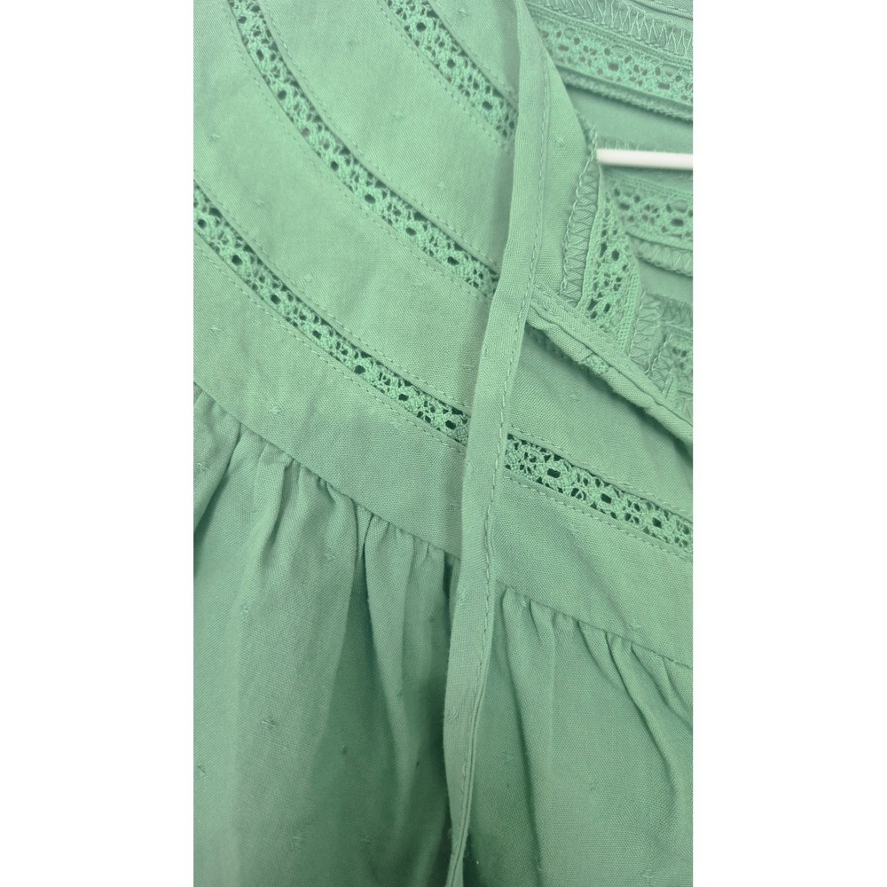 WESTERN PRAIRIE BOHO BLOUSE Universal Thread Mint Lace Trim Swiss Dot M - Picture 4 of 7